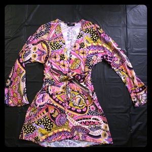 Zara Short Open Front Floral Print Tie Front Dress